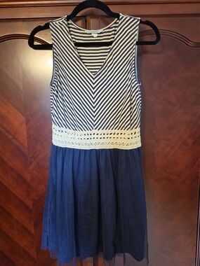 Speechless Navy Striped Dress (L)